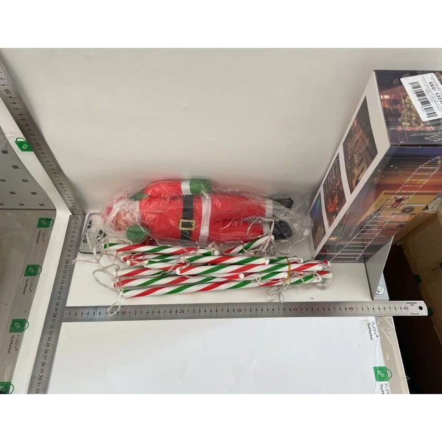 Instalatie LED de Craciun, cu Accesorii, Lumina Calda, Lungime , 16 Trepte, 288 de Luminite, 8 Moduri, Model Mos Craciun pe Scara