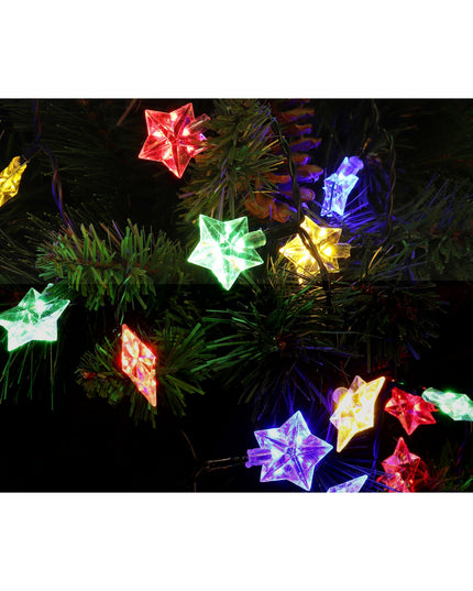 Instalatie de Craciun Liniara RGRB Yoto,din care Prelungitor 220V, 40 LED, Model Stelute, Utilizare Interior/Exterior, Interconectabila, Fir