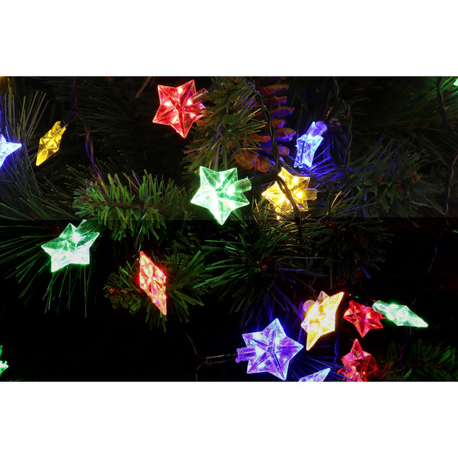 Instalatie de Craciun Liniara RGRB Yoto,din care Prelungitor 220V, 40 LED, Model Stelute, Utilizare Interior/Exterior, Interconectabila, Fir