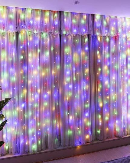 Instalatie de Craciun, ®, Tip Perdea, cu Baterii, 8 Jocuri de Lumini, Telecomanda,200 Led-uri