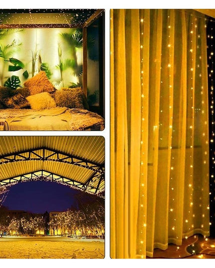 Instalatie de Craciun, ®, Tip Perdea, cu Baterii, 8 Jocuri de Lumini, Muzica, cu Telecomanda,200 Led-uri