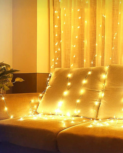 Instalatie de Craciun, ®, Tip Perdea, cu Baterii, 8 Jocuri de Lumini, Muzica, cu Telecomanda,200 Led-uri