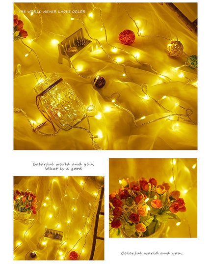 Instalatie de Craciun, ®, Tip Perdea, cu Baterii, 8 Jocuri de Lumini, Muzica, cu Telecomanda,200 Led-uri