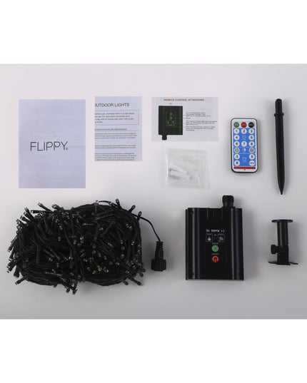 Instalatie luminoasa de Craciun cu LED, 300 LED-uri, 32 metri lungime, 8 programe, interior/exterior, incarcare solara