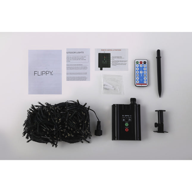 Instalatie luminoasa de Craciun cu LED, 300 LED-uri, 32 metri lungime, 8 programe, interior/exterior, incarcare solara