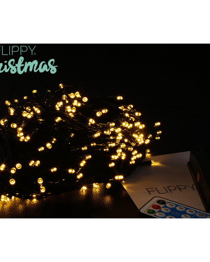 Instalatie luminoasa de Craciun cu LED, 300 LED-uri, 32 metri lungime, 8 programe, interior/exterior, incarcare solara