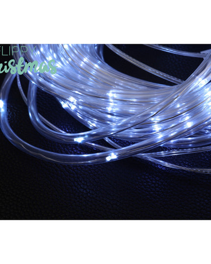 Instalatie luminoasa de Craciun tip furtun luminos, 300 LED-uri, 32 metri lungime, 8 programe, 2 metri prelungitor, sarma din cupru, incarcare solara