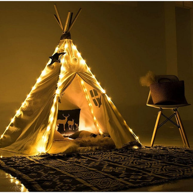 Instalatie luminoasa de Craciun tip furtun luminos, 300 LED-uri, 32 metri lungime, 8 programe, 2 metri prelungitor, sarma din cupru, incarcare solara