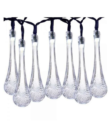 Instalatie Solara 6 m, 28 Led-uri cu Ornament tip picatura de apa, Liniara, Fir , Rece