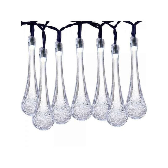 Instalatie Solara 6 m, 28 Led-uri cu Ornament tip picatura de apa, Liniara, Fir , Rece