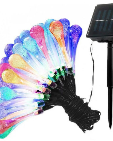 Instalatie Solara , 28 Led-uri cu Ornament tip picatura de apa, Liniara, 600 mAh, Fir