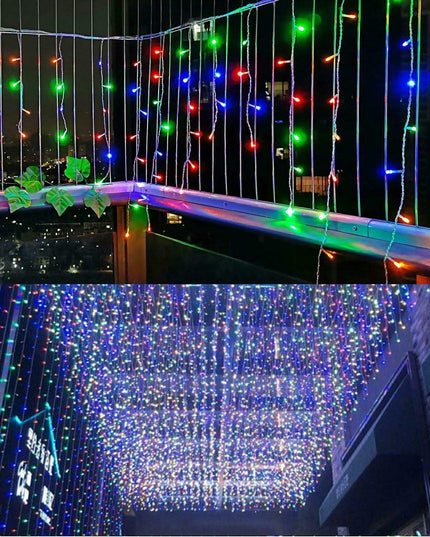Instalatie Solara Craciun Turturi, IP44, 5 m, 143 Led-uri, Perdea Franjurata, RB-RG, 8 jocuri de lumini, cu Telecomanda, 31V, 500 mAh, Acumulator de 2400 mAh, Exterior, Prelungitor 5 m inclus, Fir