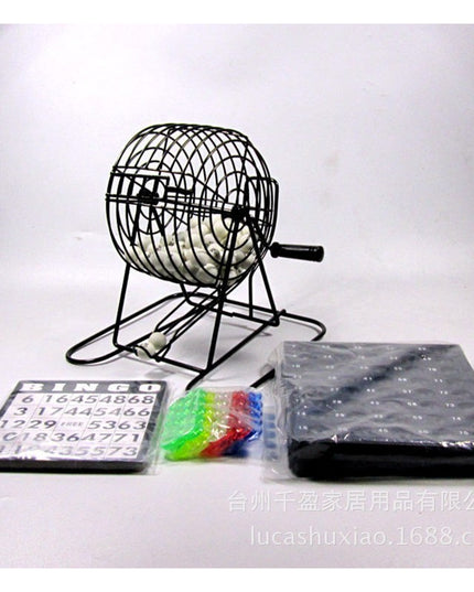Joc Bingo din metal, 75 bile albe, portabil, 21 x 21 cm