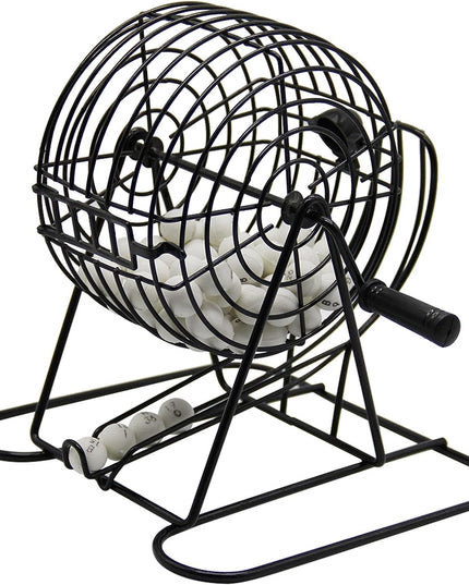 Joc Bingo din metal, 75 bile albe, portabil, 21 x 21 cm
