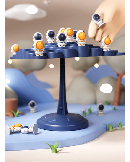 Joc Interactiv, Astronauti in Echilibru, +3 Ani, din Plastic, 50 de Pioni, Placa de Echilibru, Roata cu Pedepse, Zar, 14 x 7 x 14 cm