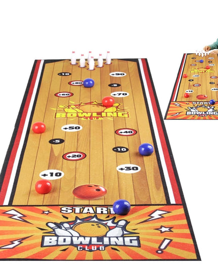 Joc Interactiv, Covor de Bowling 90 x 20 cm, 1-4 Jucatori, +5 Ani, 6 Mingi Incluse, 6 Popice