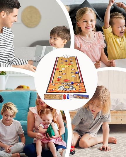 Joc Interactiv, Covor de Bowling 90 x 20 cm, 1-4 Jucatori, +5 Ani, 6 Mingi Incluse, 6 Popice