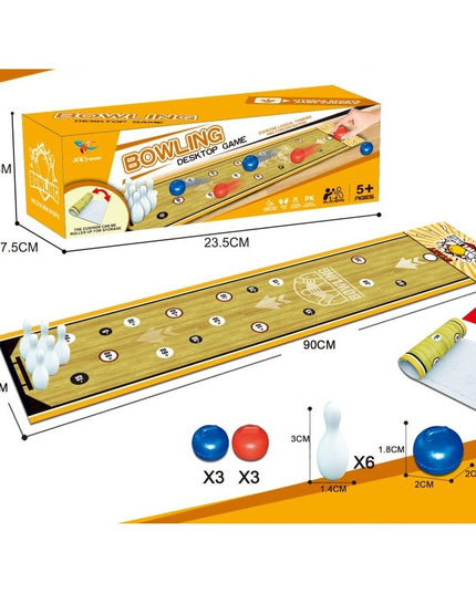 Joc Interactiv, Covor de Bowling 90 x 20 cm, 1-4 Jucatori, +5 Ani, 6 Mingi Incluse, 6 Popice