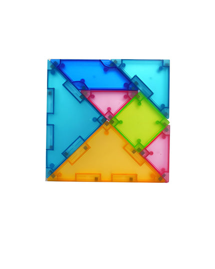 Joc Magnetic Tangram, 7 Piese Magnetice, Forme Geometrice, 3 Ani, EVA, ABS, Magnet, 10.5 x 10.5 x 2.2 cm