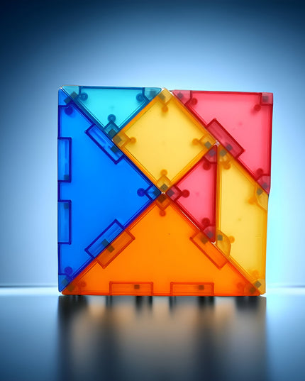 Joc Magnetic Tangram, 7 Piese Magnetice, Forme Geometrice, 3 Ani, EVA, ABS, Magnet, 10.5 x 10.5 x 2.2 cm