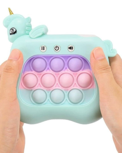 Jucarie Interactiva Tip Consola pentru Copii, 12 Nivele, Diferite Moduri de Joc, Material ABS/silicon, cu Nivele, Sunete si Lumini, 13.5 x 5.5 x 12.5 cm, Model Unicorn