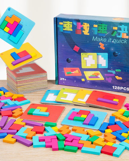 Joc Interactiv, Tip Puzzle, din Lemn, +3 Ani, 128 Piese, 15 x 17 x 3.5 cm