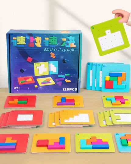 Joc Interactiv, Tip Puzzle, din Lemn, +3 Ani, 128 Piese, 15 x 17 x 3.5 cm