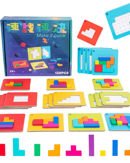 Joc Interactiv, Tip Puzzle, din Lemn, +3 Ani, 128 Piese, 15 x 17 x 3.5 cm