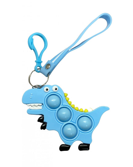 Jucarie antistres din silicon, Pop It Now and Flip It, Simple Dimple, Breloc, Dinozaur, Bleu