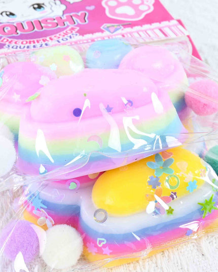 Jucarie Antistres Squishy, cu Revenire Lenta, Labuta de Pisica Pufoasa, 7.5 cm, Ambalaj , Model 27053