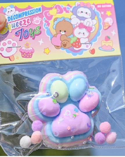 Jucarie Antistres Squishy, cu Revenire Lenta, Labuta de Pisica Pufoasa, 7.5 cm, Ambalaj , Model 27053