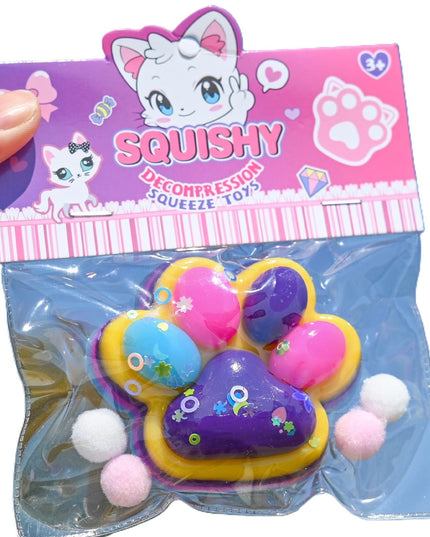 Jucarie Antistres Squishy, Labuta de Pisica Squeeze Toys, cu Revenire Lenta, 7.5 cm, Model 270514