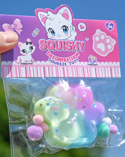 Jucarie Antistres Squishy, Labuta de Pisica Squeeze Toys, cu Revenire Lenta, 7.5 cm, Model 270521