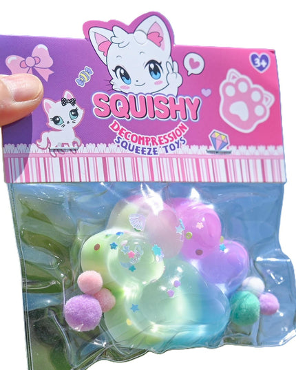 Jucarie Antistres Squishy, Labuta de Pisica Squeeze Toys, cu Revenire Lenta, 7.5 cm, Model 270521