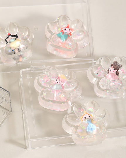Jucarie Antistres Squishy, Labuta de Pisica Pufoasa, cu Revenire Lenta, 7 x 6.5 cm, Model Printesa