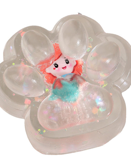 Jucarie Antistres Squishy, Labuta de Pisica Pufoasa, cu Revenire Lenta, 7 x 6.5 cm, Model Printesa
