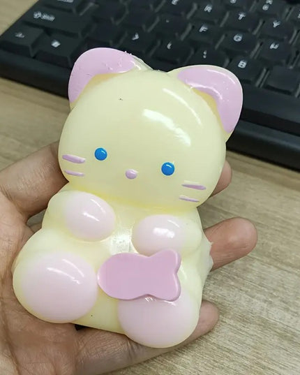 Jucarie Antistres Squishy, cu Revenire Lenta, Model Pisicuta, Squeeze Pinch Family, 9 x 5.5 cm