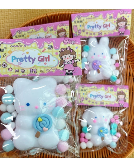 Jucarie Antistres Squishy, cu Revenire Lenta, Squeeze Pretty Girl, Model Animalut, Ambalaj
