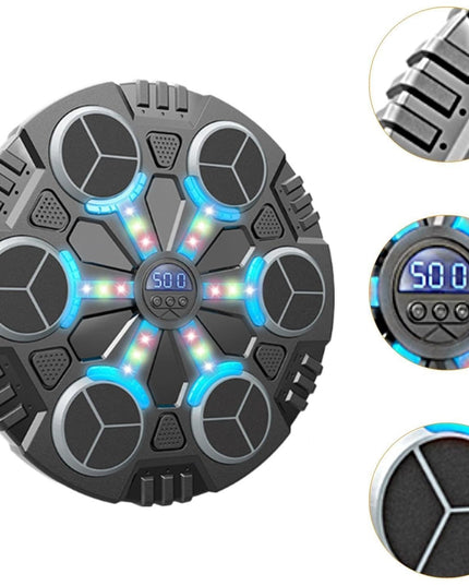 Jucarie de Boxat cu Muzica si Lumini, Manusi Incluse, Bluetooth, Incarcare USB, Aplicare cu Ventuze, 6 Tinte, 32x27x3.5 cm, 930 g