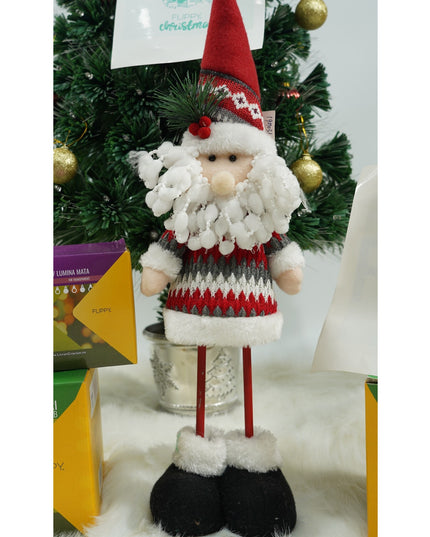 Jucarie decorativa, Mos Craciun,lana, tesatura de plus, poliester, interior/exterior