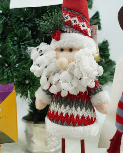 Jucarie decorativa, Mos Craciun,lana, tesatura de plus, poliester, interior/exterior