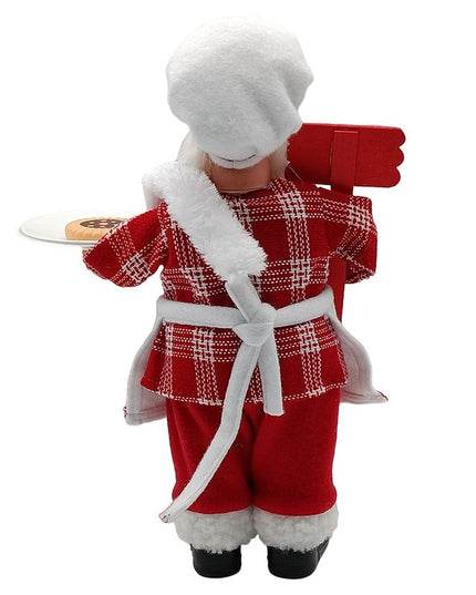 Figurina Decorativa Craciun, Mos Craciun Bucatar,Material Plastic+Textil, Interior/Exterior