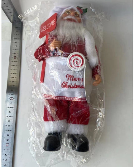 Figurina Decorativa Craciun, Mos Craciun Bucatar,Material Plastic+Textil, Interior/Exterior