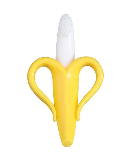 Jucarie dentitie bebelusi banana, cu manere de prindere, material silicon non-toxic, fara miros, 10.5x5.9 cm