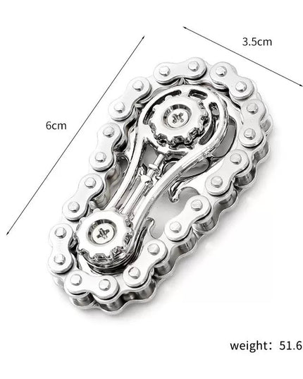 Jucarie Fidget Spinner Premium Anti Stres, Giroscop din Aliaj, Jucarie din Metal de decompresie, forma Lant de Angrenaj de Bicicleta, 6 x 3.5 cm