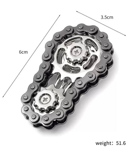 Jucarie Fidget Spinner Premium Anti Stres, Giroscop din Aliaj, Jucarie din Metal de decompresie, forma Lant de Angrenaj de Bicicleta, 6 x 3.5 cm