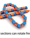 Albastru / Jucarie Senzoriala Antistres, Flippy, Fidget Toys, Puzzle de Imbinat Tip Sarpe, 24 Piese, +3 Ani, Portocaliu/Albastru