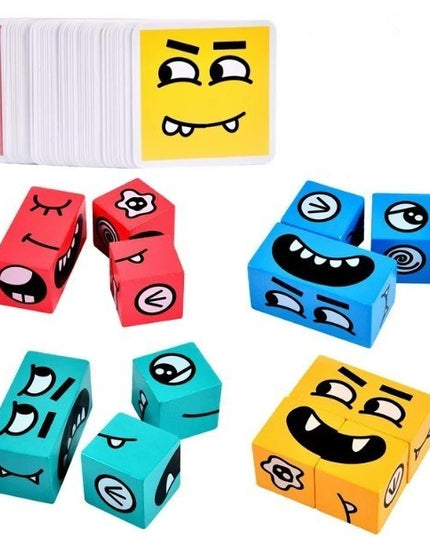 Jucarie Pentru Copii Montessori Cub din Lemn, Asamblare Fete, 64 de Carti Distractive, pentru Baieti si Fete, Varsta +3 ani, Educativ, Cutie din Aluminiu, 13.5 x 4 x 9 cm
