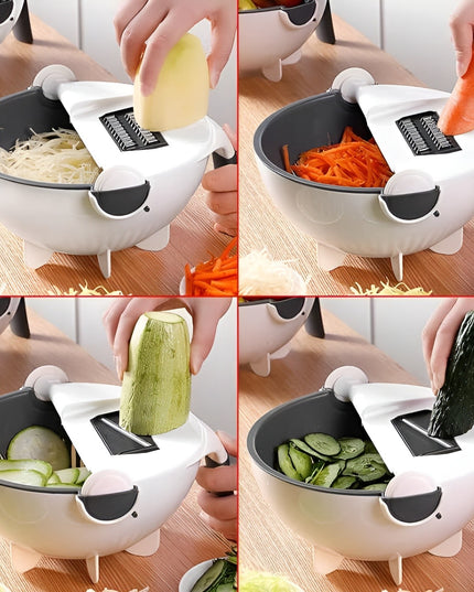 Tocator Multifunctional, Lame Otel Inoxidabil, cu Suport Scurgere, Maner, Protectie Mana