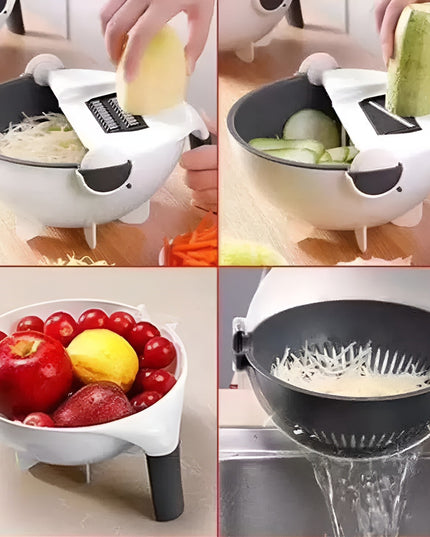 Tocator Multifunctional, Lame Otel Inoxidabil, cu Suport Scurgere, Maner, Protectie Mana